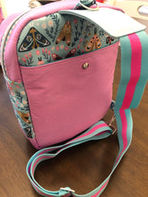 Load image into Gallery viewer, Mint Moth and pink Sling Backpack
