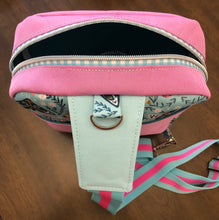 Load image into Gallery viewer, Mint Moth and pink Sling Backpack
