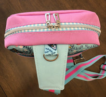 Load image into Gallery viewer, Mint Moth and pink Sling Backpack
