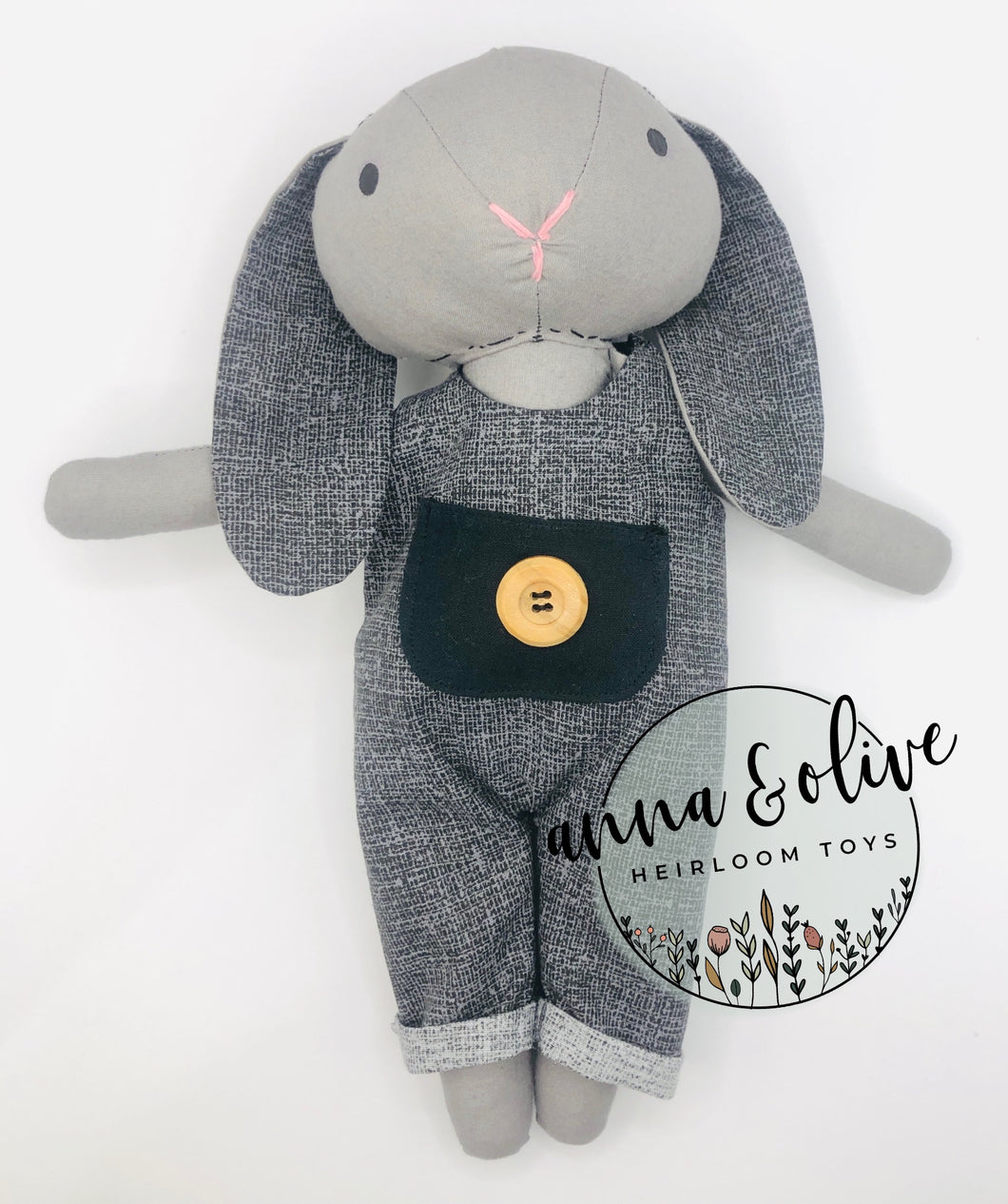 Heirloom Bunny Doll- Light Gray